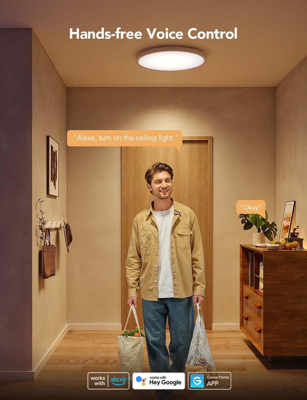 Govee Smart Ceiling Light 12-Inch RGBIC LED Fixture – 2400LM, Alexa Compatible, 2200K-6500K (2-Pack)