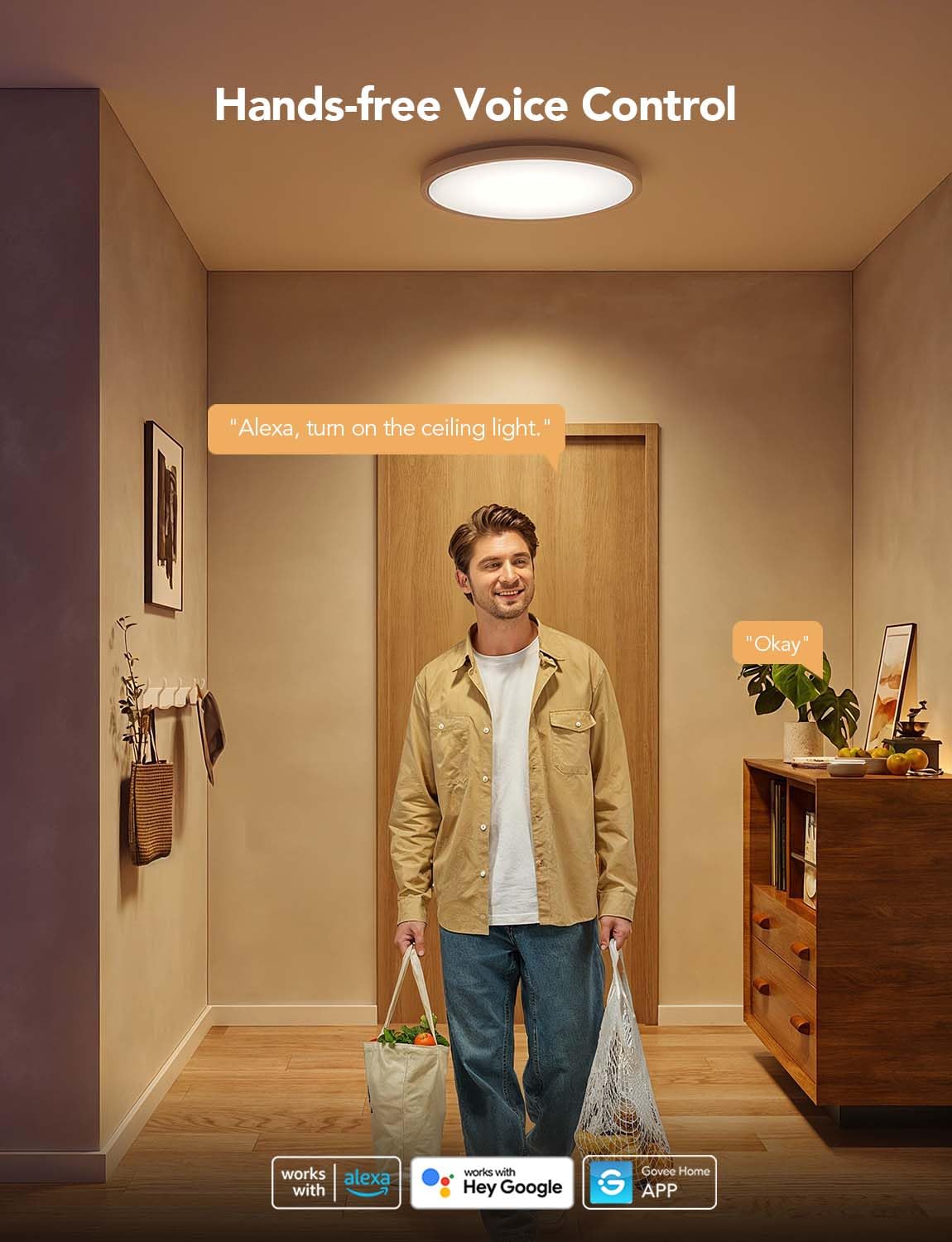 Govee Smart Ceiling Light 12-Inch RGBIC LED Fixture – 2400LM, Alexa Compatible, 2200K-6500K (2-Pack)