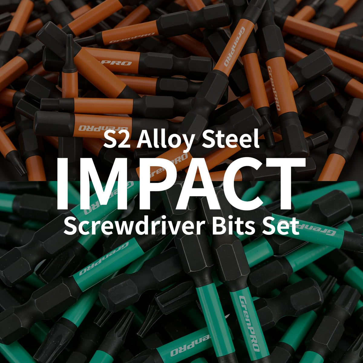 GRENPRO Impact Screwdriver Bits Set – 35Pcs, 2-in Hex Shank, S2 Steel, Magnetic Tips
