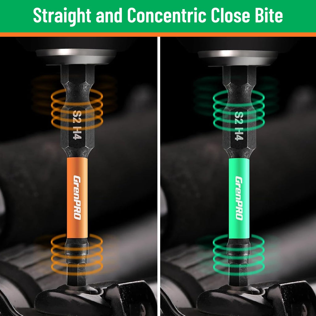 GRENPRO Impact Screwdriver Bits Set – 35Pcs, 2-in Hex Shank, S2 Steel, Magnetic Tips