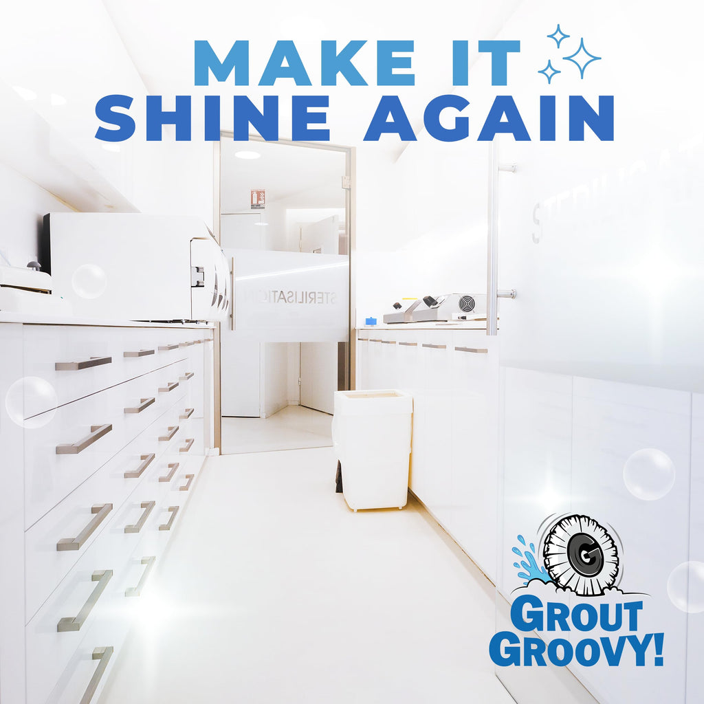 Grout Groovy! Grout Cleaner Bundle — Electric Stand-Up Cleaner with 20 ft Cord & 3 Brush Wheels