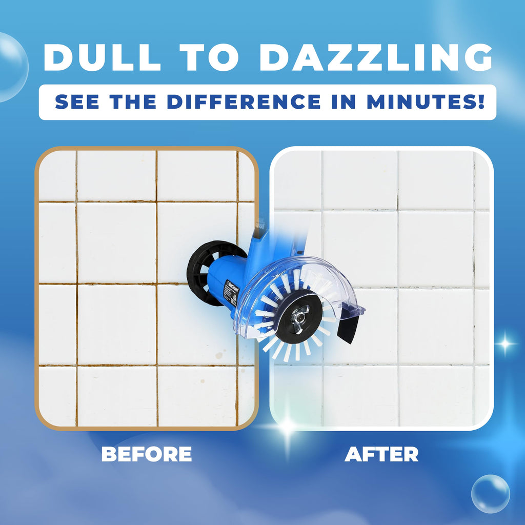 Grout Groovy! Grout Cleaner Bundle — Electric Stand-Up Cleaner with 20 ft Cord & 3 Brush Wheels