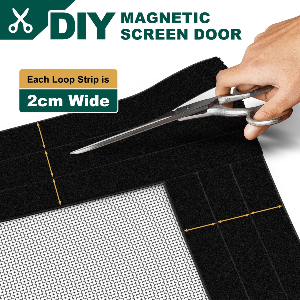 HADOR Adjustable Magnetic Screen Door — 36-40 in W × 81-83 in H, Heavy-Duty Black