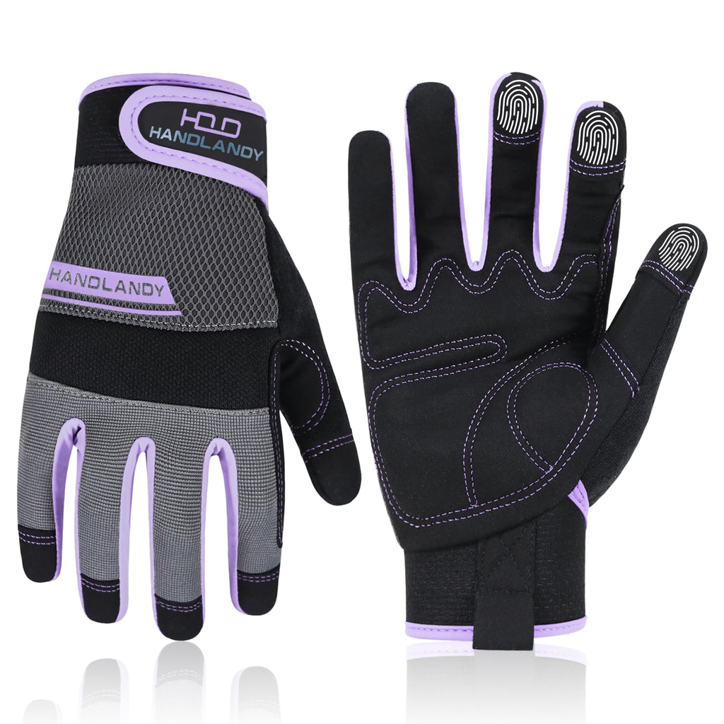 HANDLANDY Women's Work Gloves – Breathable Gardening Gloves with Touch Screen, Padded Palm & Easy On/Off