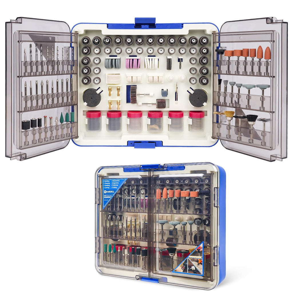 HARDELL Rotary Tool Accessories Kit — 508pcs, 1/8 in Shanks, Universal Fit for Dremel & More