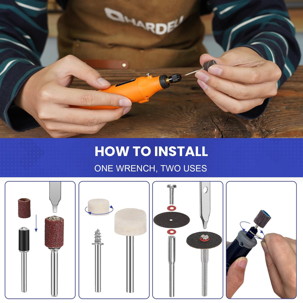 HARDELL Rotary Tool Accessories Kit — 508pcs, 1/8 in Shanks, Universal Fit for Dremel & More