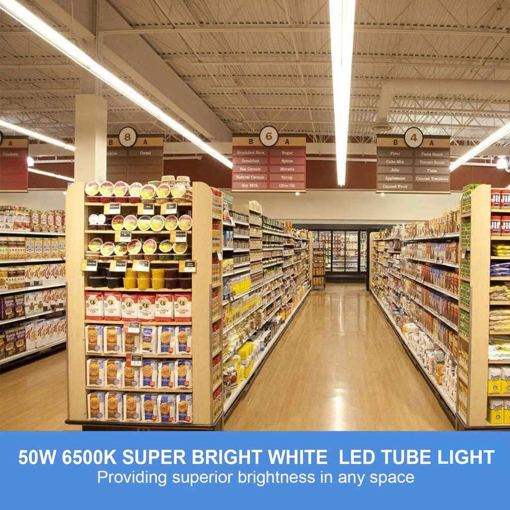 Henwsi 10Pack 4FT LED Shop Light - 50W, 8000LM, 6500K, Linkable T8 Tube – Plug & Play