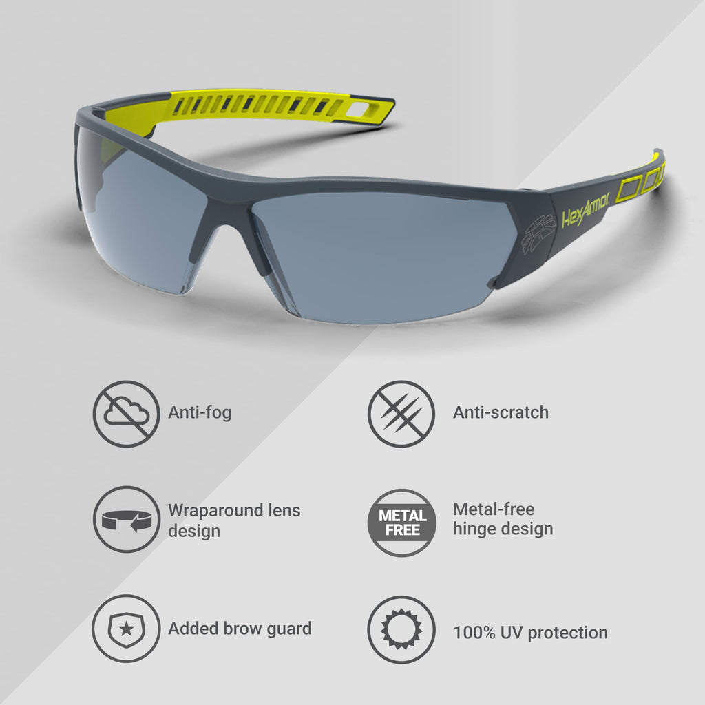 HexArmor MX250 Variomatic Safety Glasses – Transition Lenses, Anti-Fog, Scratch-Resistant, ANSI Z87 Certified