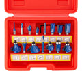 HILTEX 10100 Tungsten Carbide Router Bits – 15-Piece Set, 1/4” Shank, Chamfer for Woodworking
