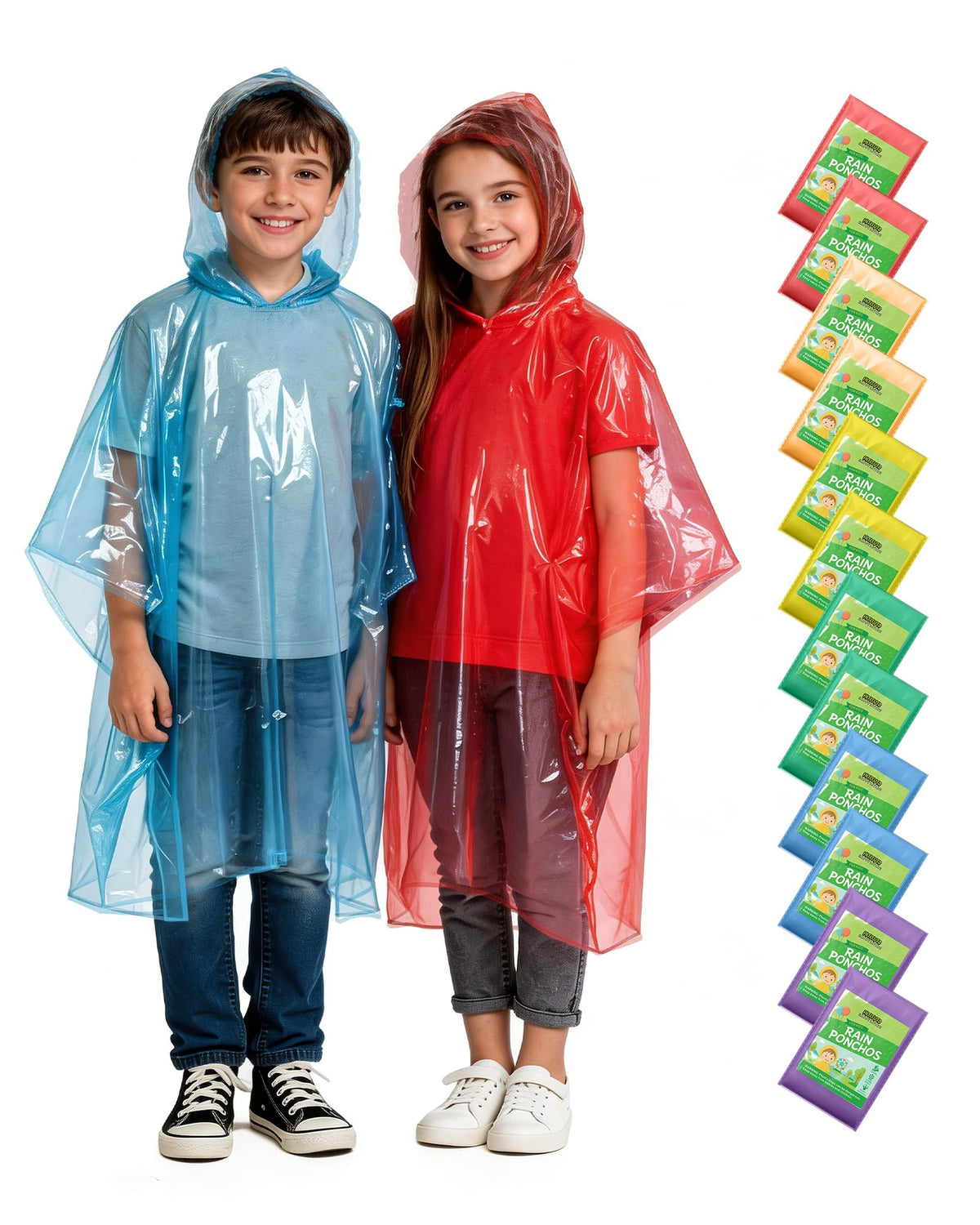Hitituto Rain Ponchos Family Pack – Waterproof, Lightweight for Kids and Adults