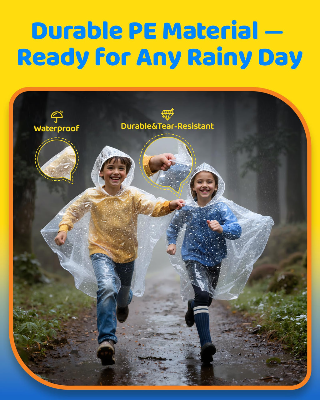 Hitituto Rain Ponchos Family Pack – Waterproof, Lightweight for Kids and Adults