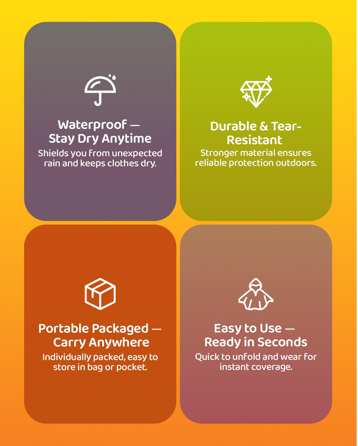 Hitituto Rain Ponchos Family Pack – Waterproof, Lightweight for Kids and Adults