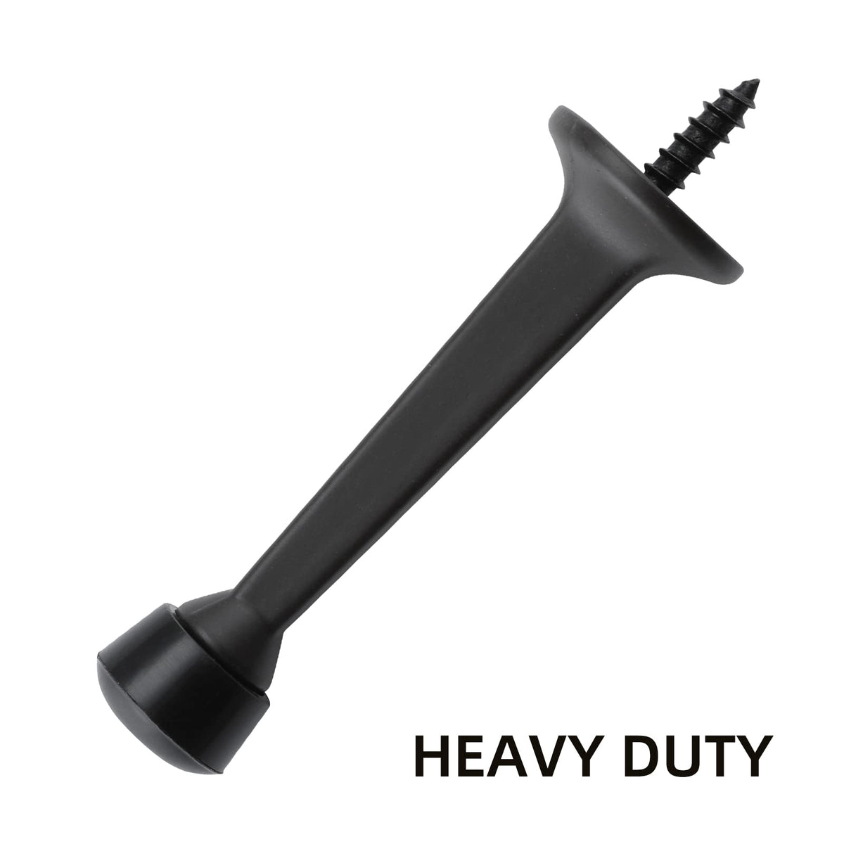 HOME MASTER HARDWARE 12-Pack Heavy Duty Solid Door Stops – 3-in Matte Black Door Stoppers with Plastic Tip for Wall and Door Protection