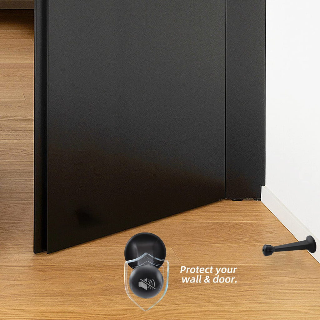 HOME MASTER HARDWARE 12-Pack Heavy Duty Solid Door Stops – 3-in Matte Black Door Stoppers with Plastic Tip for Wall and Door Protection