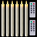 Homemory Waxy Flameless Taper Candles with Remote Timer Dimmer – 9.6-inch Ivory LED Candlesticks (6 Pack)