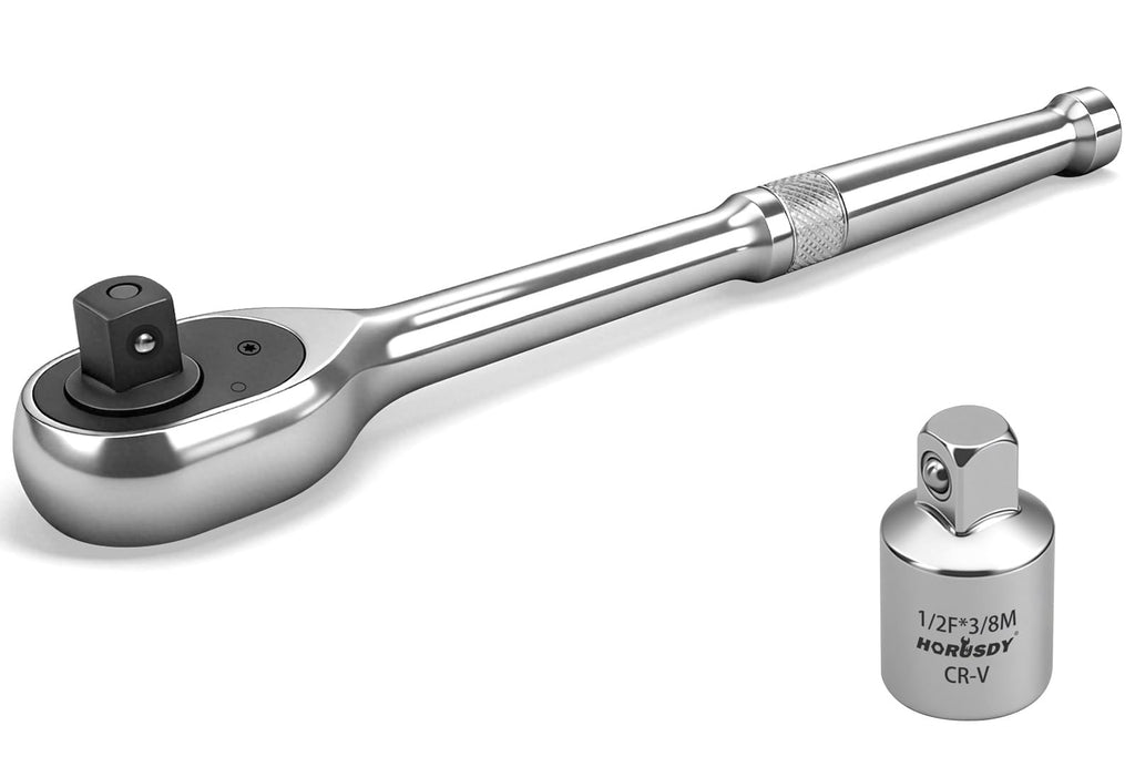 HORUSDY 1/2-Inch Drive 90T Quick-Release Ratchet | Chrome Alloy Socket Wrench
