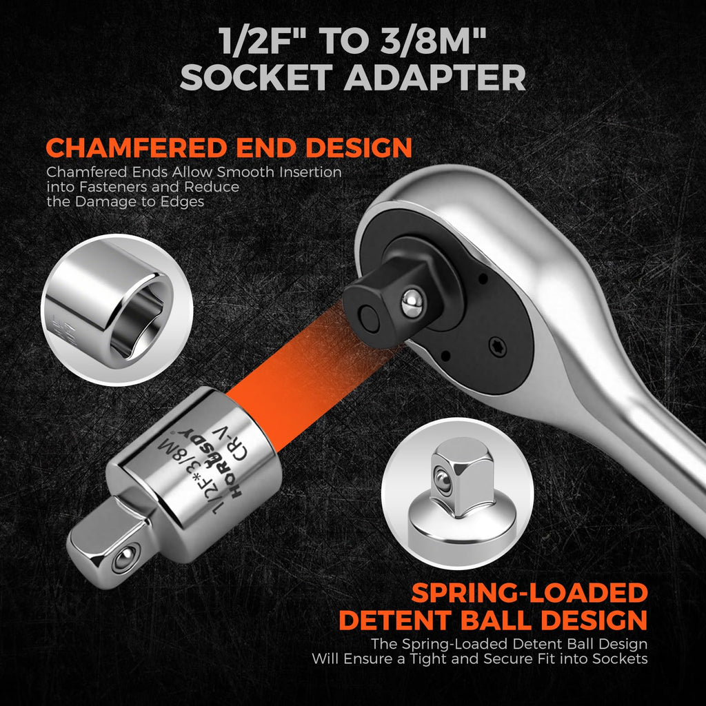 HORUSDY 1/2-Inch Drive 90T Quick-Release Ratchet | Chrome Alloy Socket Wrench