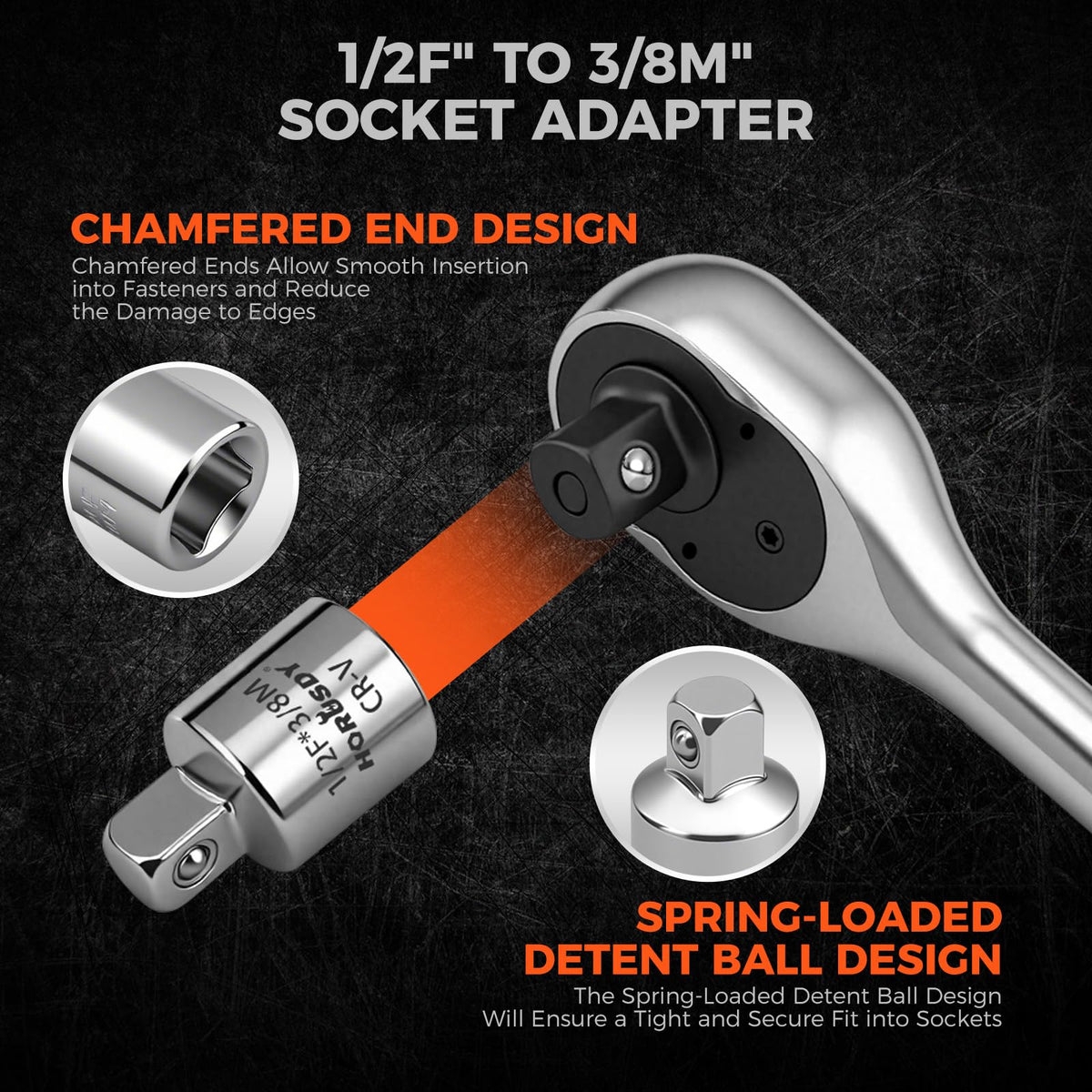 HORUSDY 1/2-Inch Drive 90T Quick-Release Ratchet | Chrome Alloy Socket Wrench