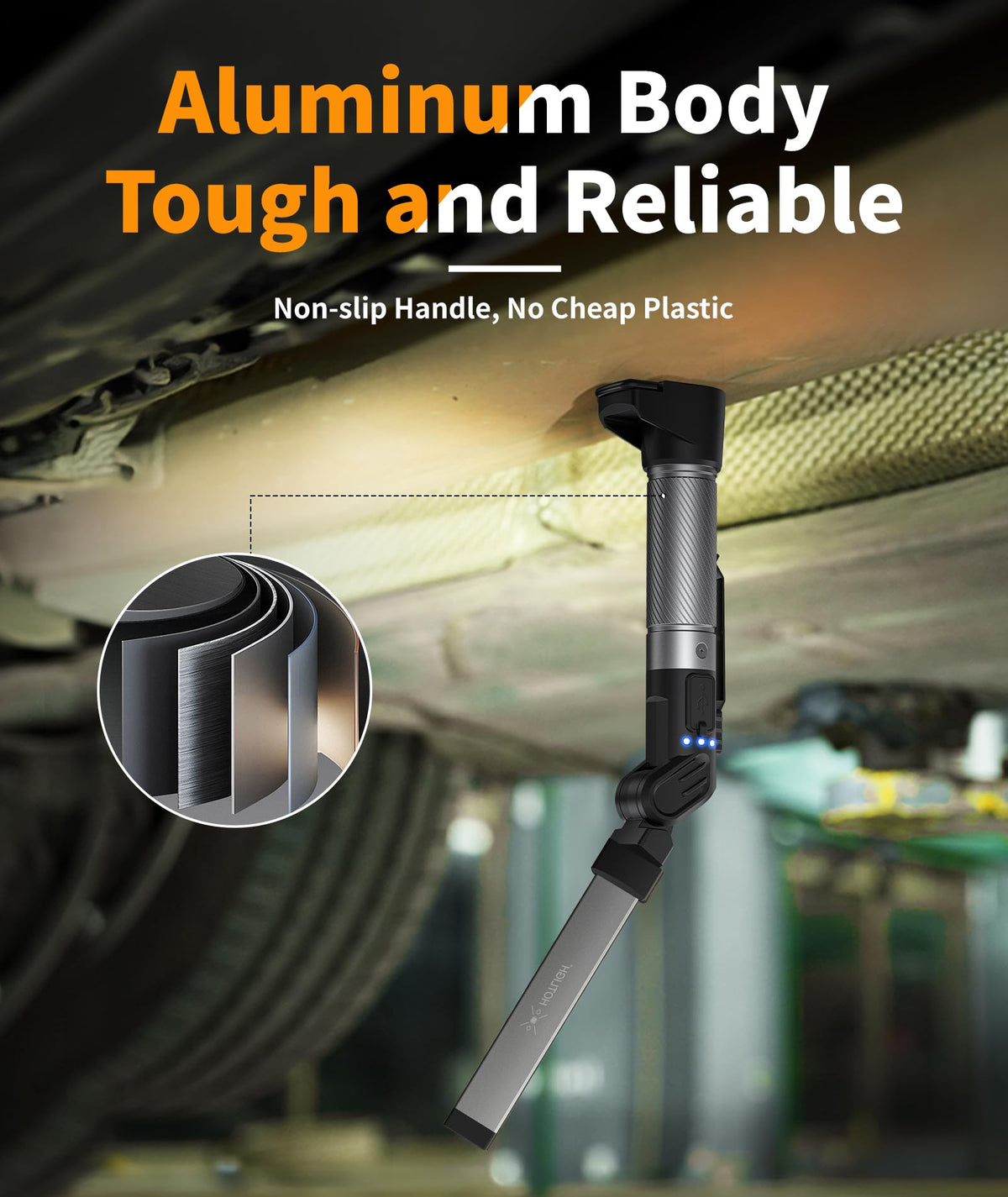 HOTLIGH Magnetic Work Light - 800 Lumens, Rechargeable, 3 Modes, 180° Rotation