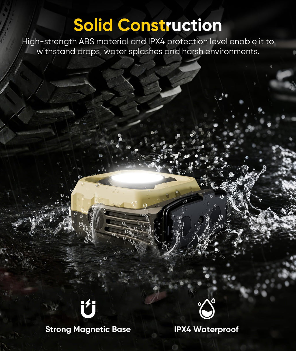 HOTLIGH Rechargeable Work Light 1200LM — 360° Rotation, Magnetic, IPX4, 4000mAh Battery