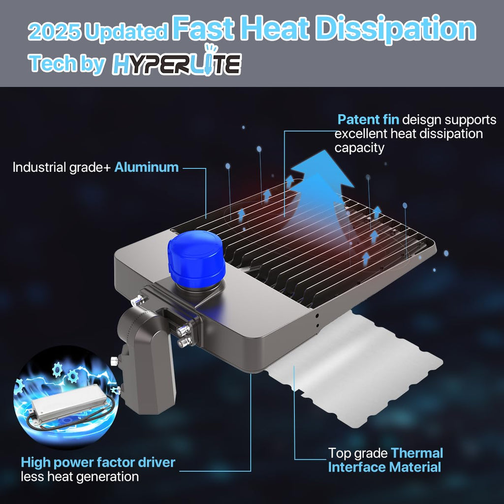 HYPERLITE LED Parking Lot Light 300W 45,000 lm UL Listed Photocell 5000K Slip Fitter