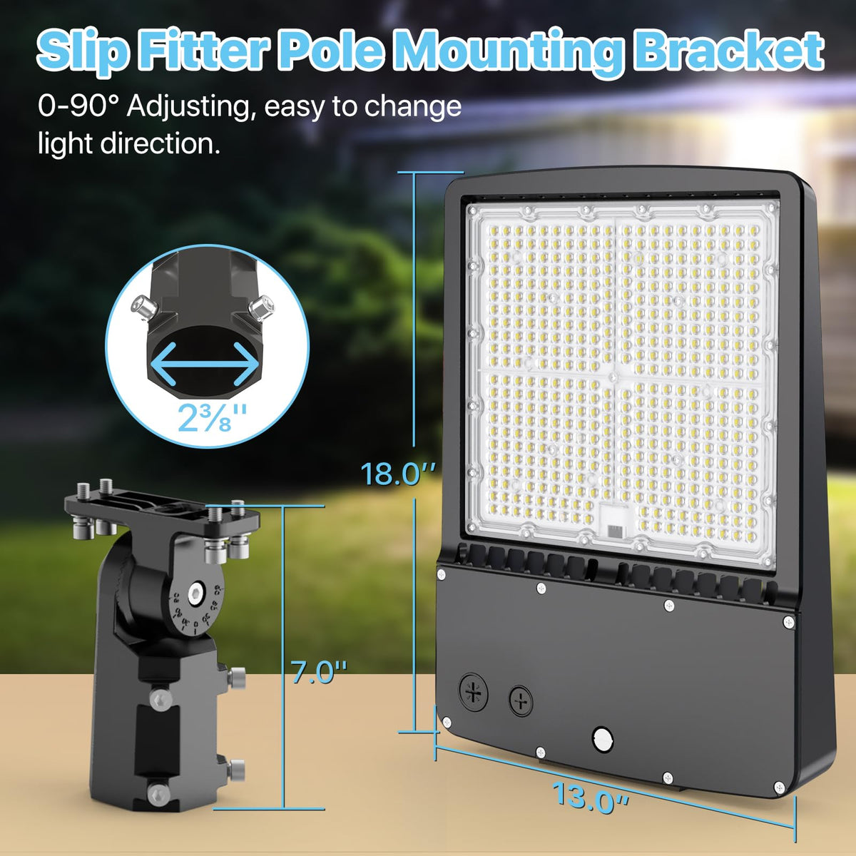 HYPERLITE LED Parking Lot Light 300W 45,000 lm UL Listed Photocell 5000K Slip Fitter