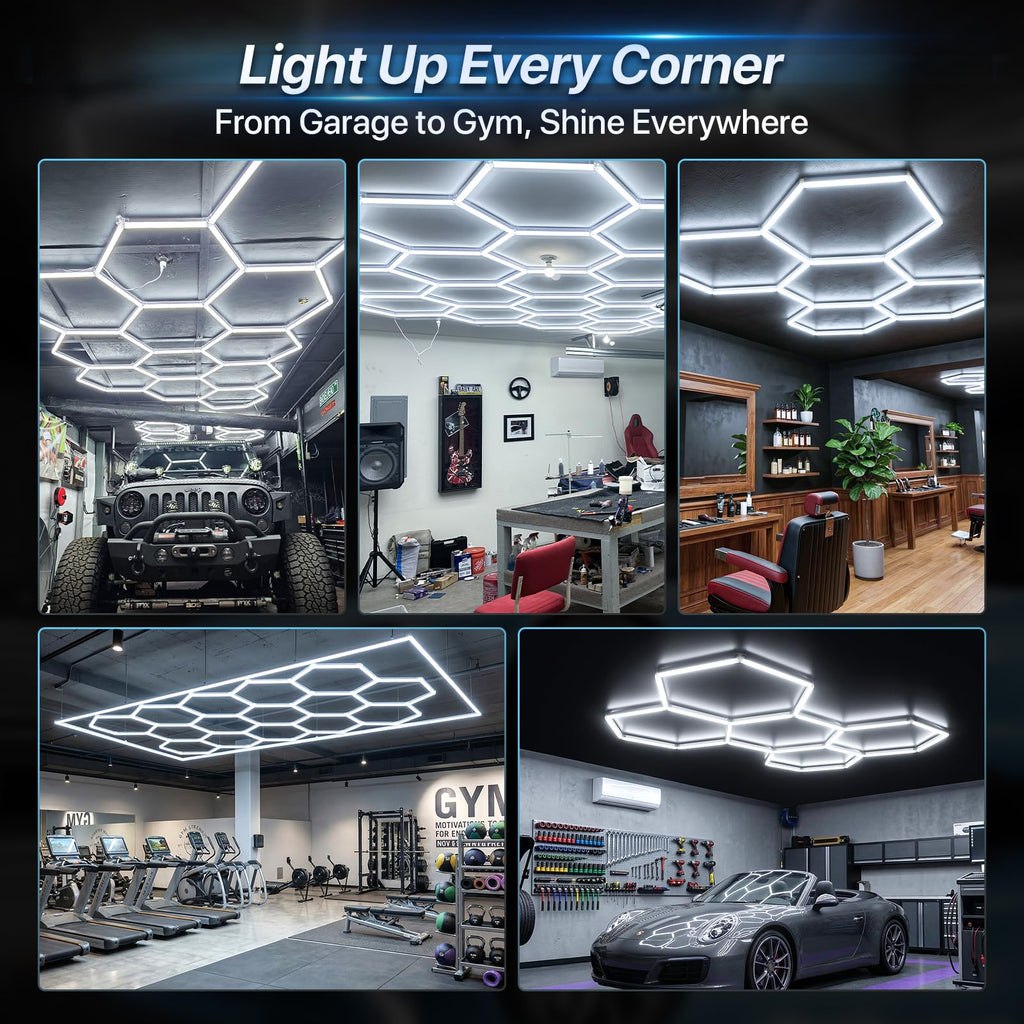 HYPERLITE Gen II Hexagon Garage Lights | 581W, 58,100LM, 6500K