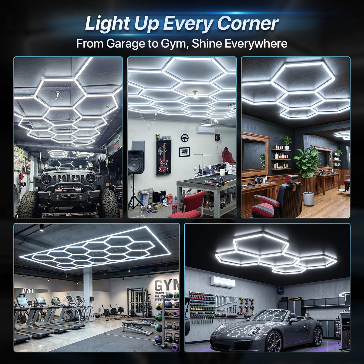 HYPERLITE Gen II Hexagon Garage Lights | 581W, 58,100LM, 6500K