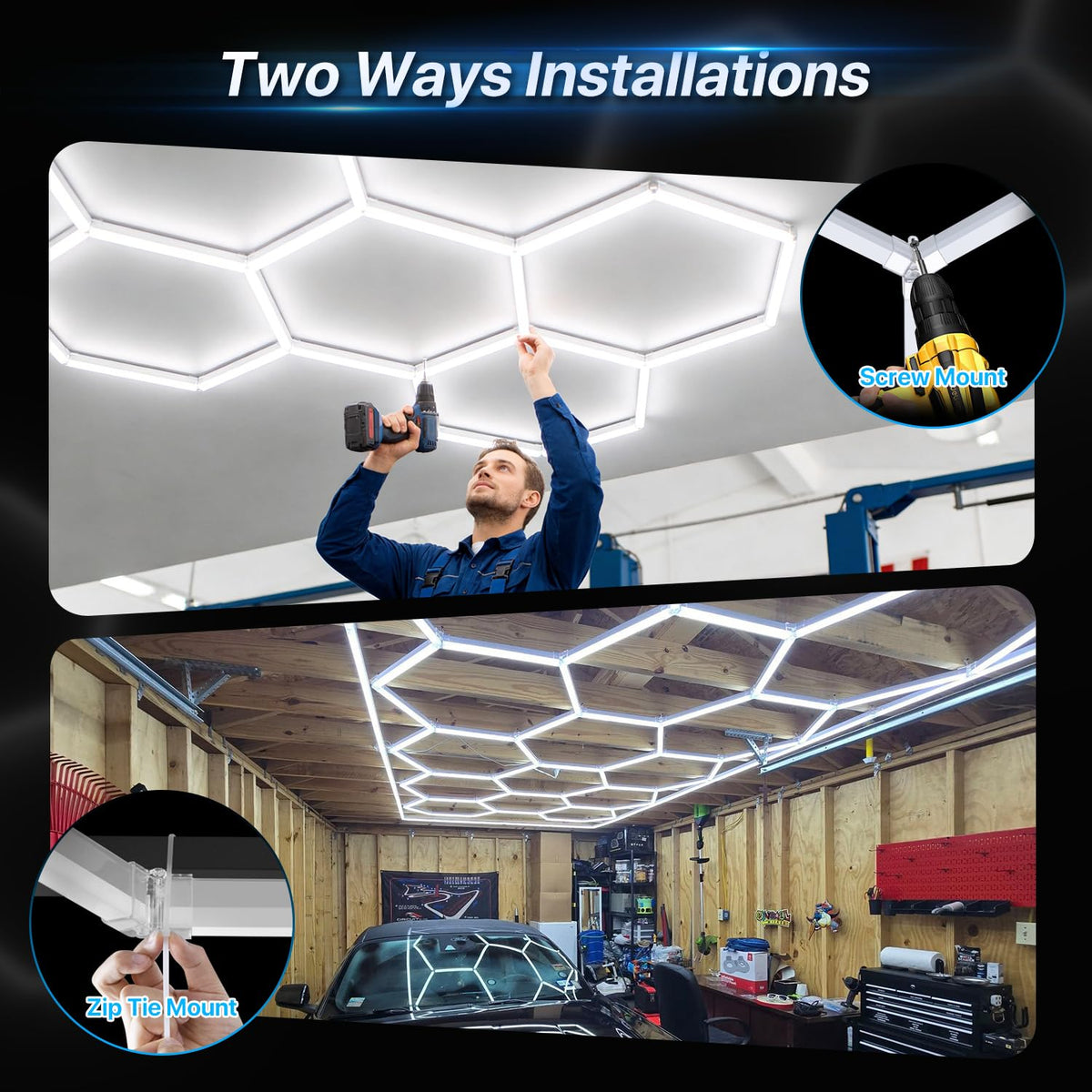HYPERLITE Gen II Hexagon Garage Lights | 581W, 58,100LM, 6500K