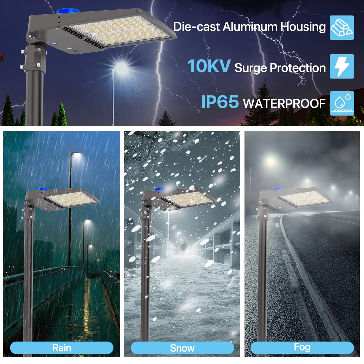 HYPERLITE LED Parking Lot Light 300W 45,000 lm UL Listed Photocell 5000K Slip Fitter