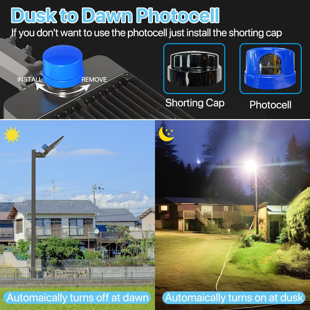 HYPERLITE LED Parking Lot Light 300W 45,000 lm UL Listed Photocell 5000K Slip Fitter
