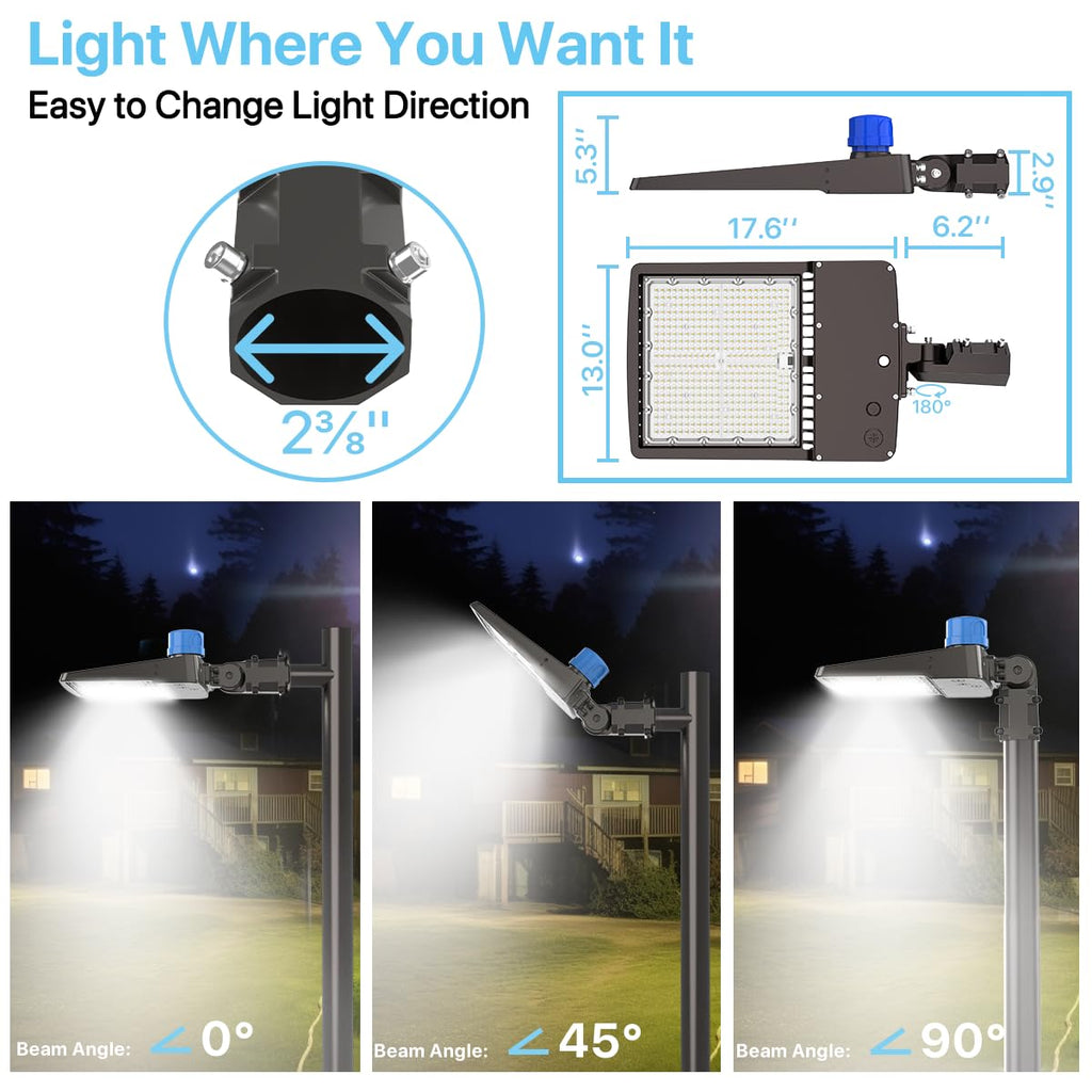 HYPERLITE LED Parking Lot Light 300W 45,000 lm UL Listed Photocell 5000K Slip Fitter