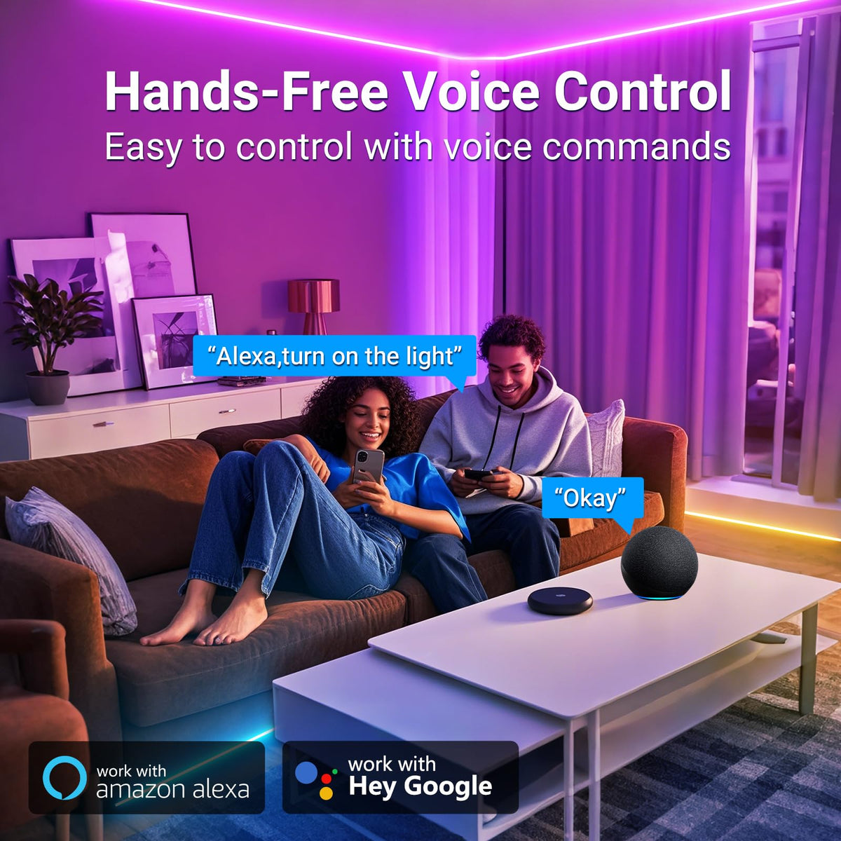 hyrion Smart LED Strip Lights 200ft – WiFi RGB Color Changing, Alexa & Google Assistant Compatible