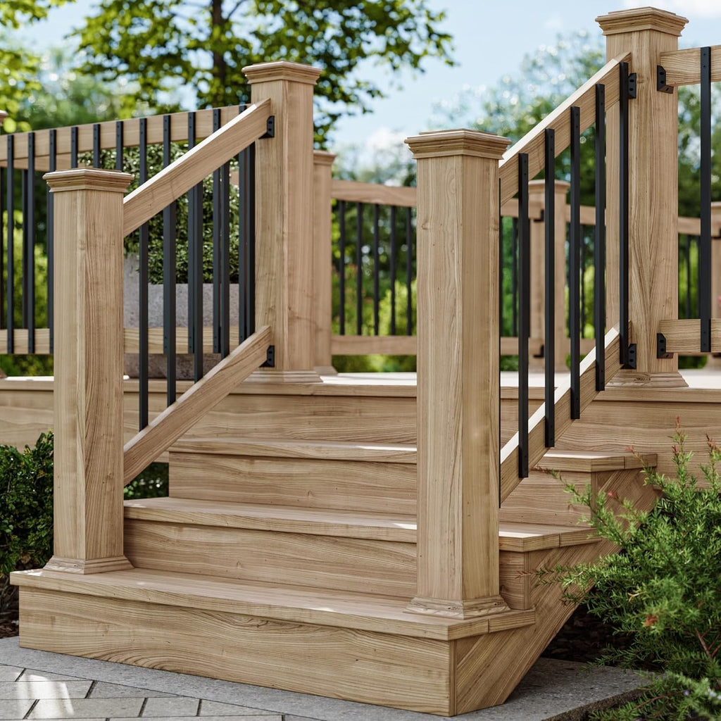 HZIU 101-Pack Deck Balusters with End Caps & Screws — 32.25-Inch Rectangle Metal Railing Spindles Kit
