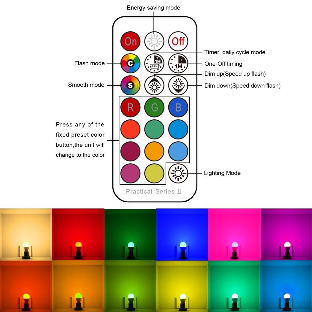 ILC Par16 LED Color Changing Bulbs – 40W Equivalent, 12 Colors, 45° Beam, Dimmable RGB, Remote, Pack of 4