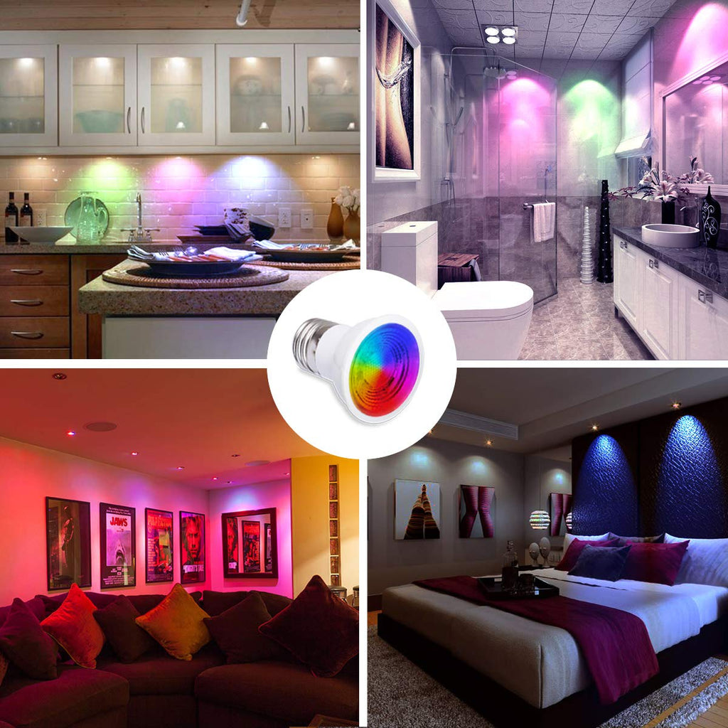 ILC Par16 LED Color Changing Bulbs – 40W Equivalent, 12 Colors, 45° Beam, Dimmable RGB, Remote, Pack of 4
