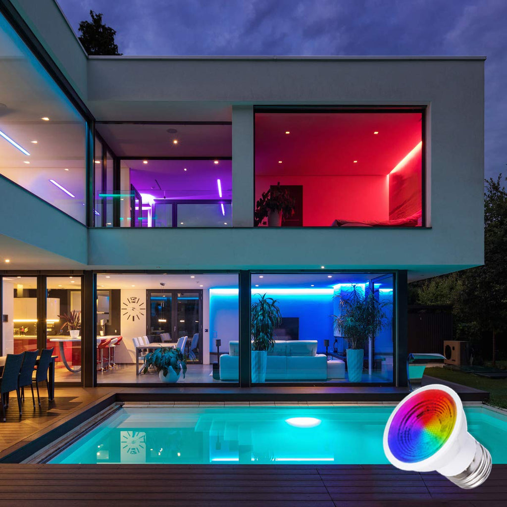 ILC Par16 LED Color Changing Bulbs – 40W Equivalent, 12 Colors, 45° Beam, Dimmable RGB, Remote, Pack of 4