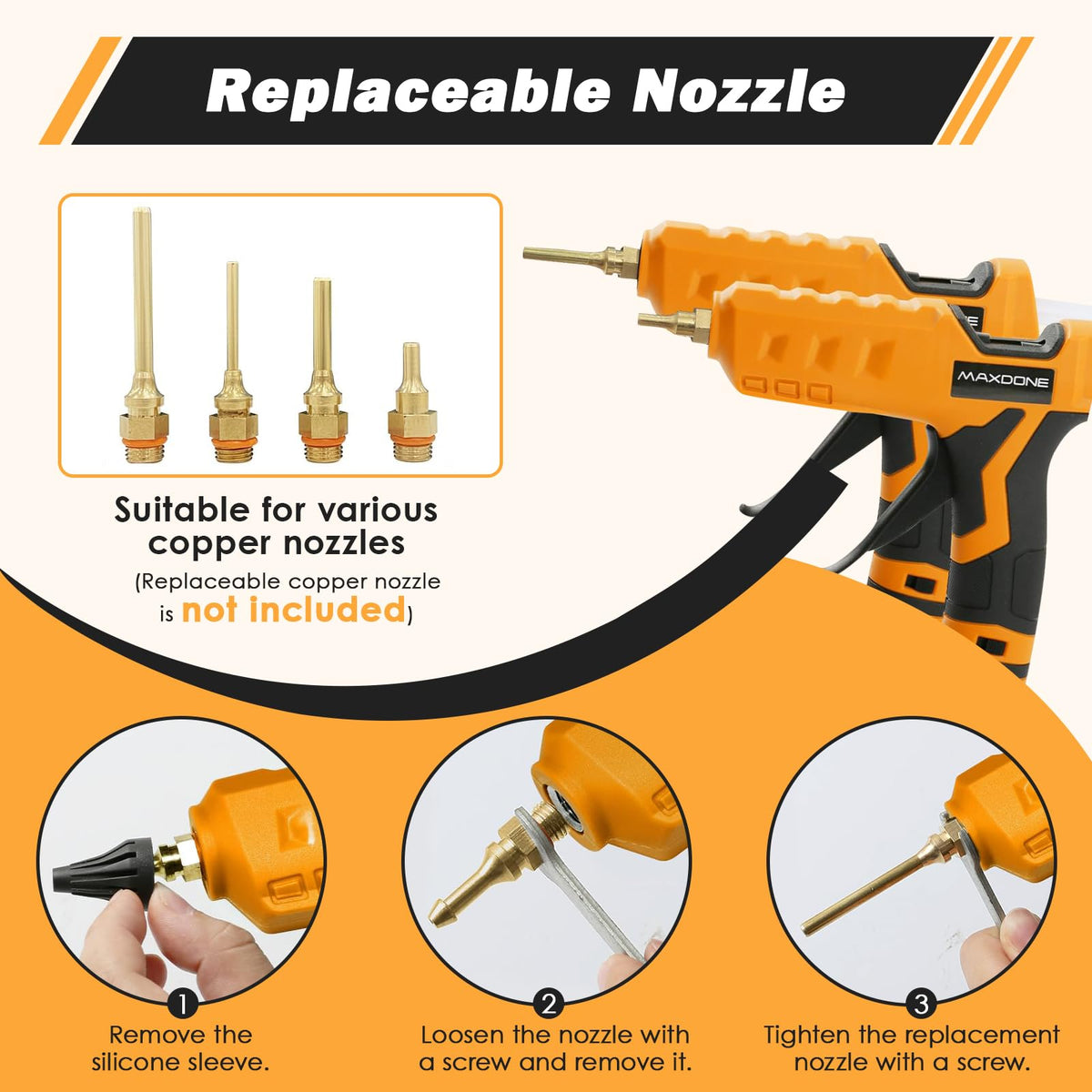 MAXDONE 100W Cordless Glue Gun for DeWalt 20V MAX Battery — Wireless, Full-Size Kit with 12 Glue Sticks