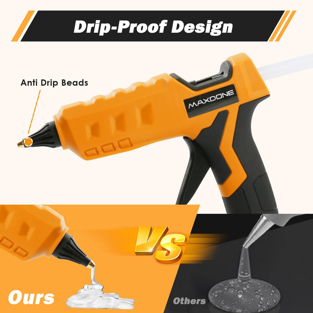 MAXDONE 100W Cordless Glue Gun for DeWalt 20V MAX Battery — Wireless, Full-Size Kit with 12 Glue Sticks