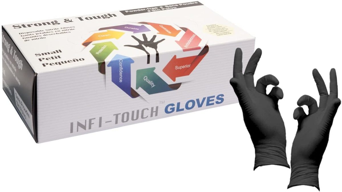 Infi-Touch Heavy Duty Nitrile Gloves – High Chemical Resistance, 100 Count, Medium