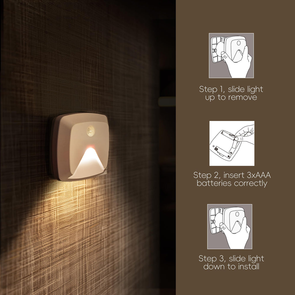 innofox 6-Pack Motion Sensor Lights – Stick-On Warm White LED Night Lights for Stairs & Hallways