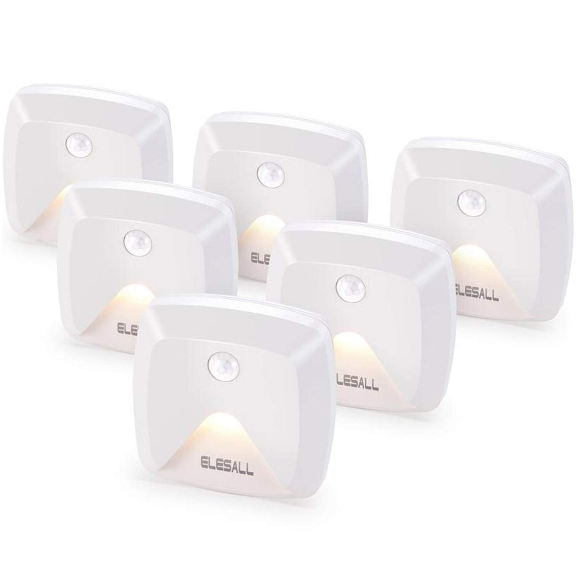 innofox 6-Pack Motion Sensor Lights – Stick-On Warm White LED Night Lights for Stairs & Hallways
