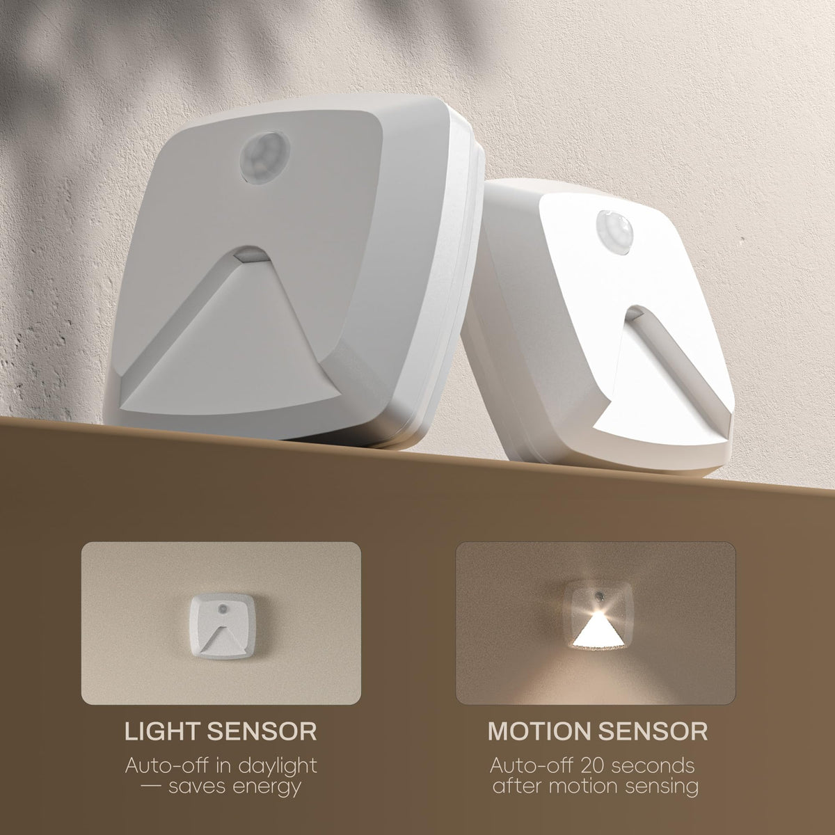 innofox 6-Pack Motion Sensor Lights – Stick-On Warm White LED Night Lights for Stairs & Hallways