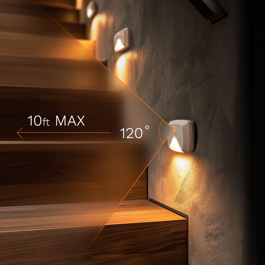 innofox 6-Pack Motion Sensor Lights – Stick-On Warm White LED Night Lights for Stairs & Hallways