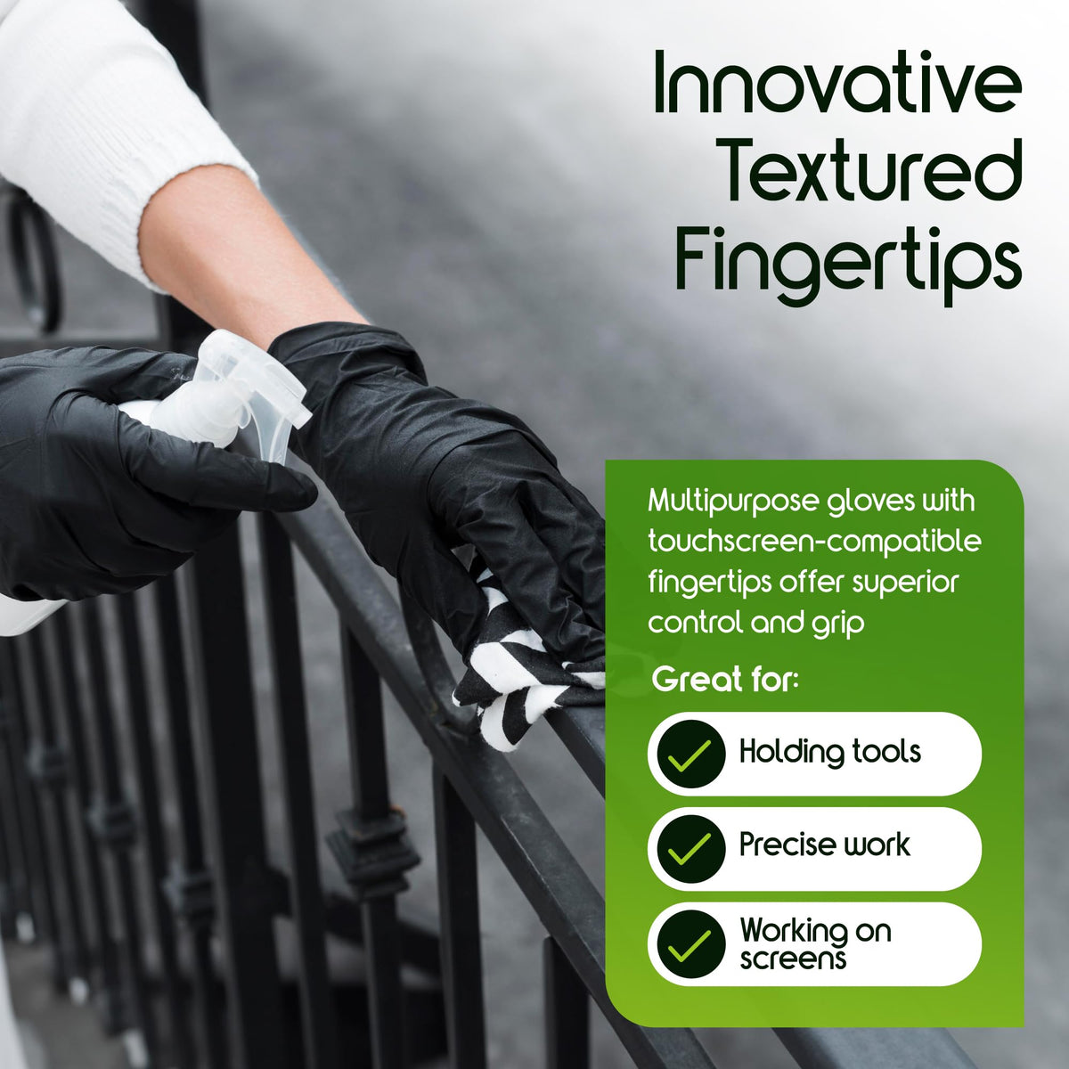 Inspire Black Nitrile Gloves – Heavy Duty 6 Mil | Medical, Lab, Industrial, Disposable