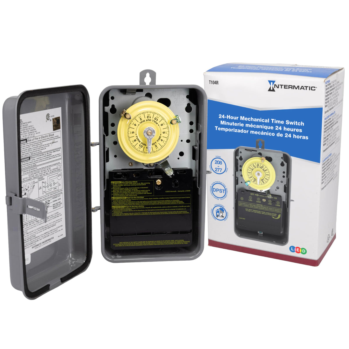 Intermatic T104R 24-Hour Timer Switch – DPST, 208–277VAC, Outdoor