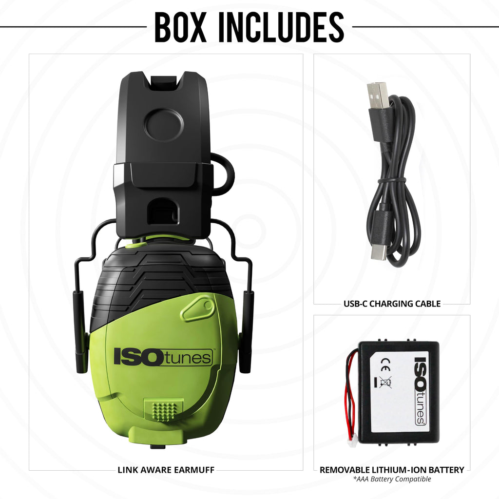 ISOtunes LINK Bluetooth Earmuffs with Aware Technology – 25 dB NRR for Work & Mowing
