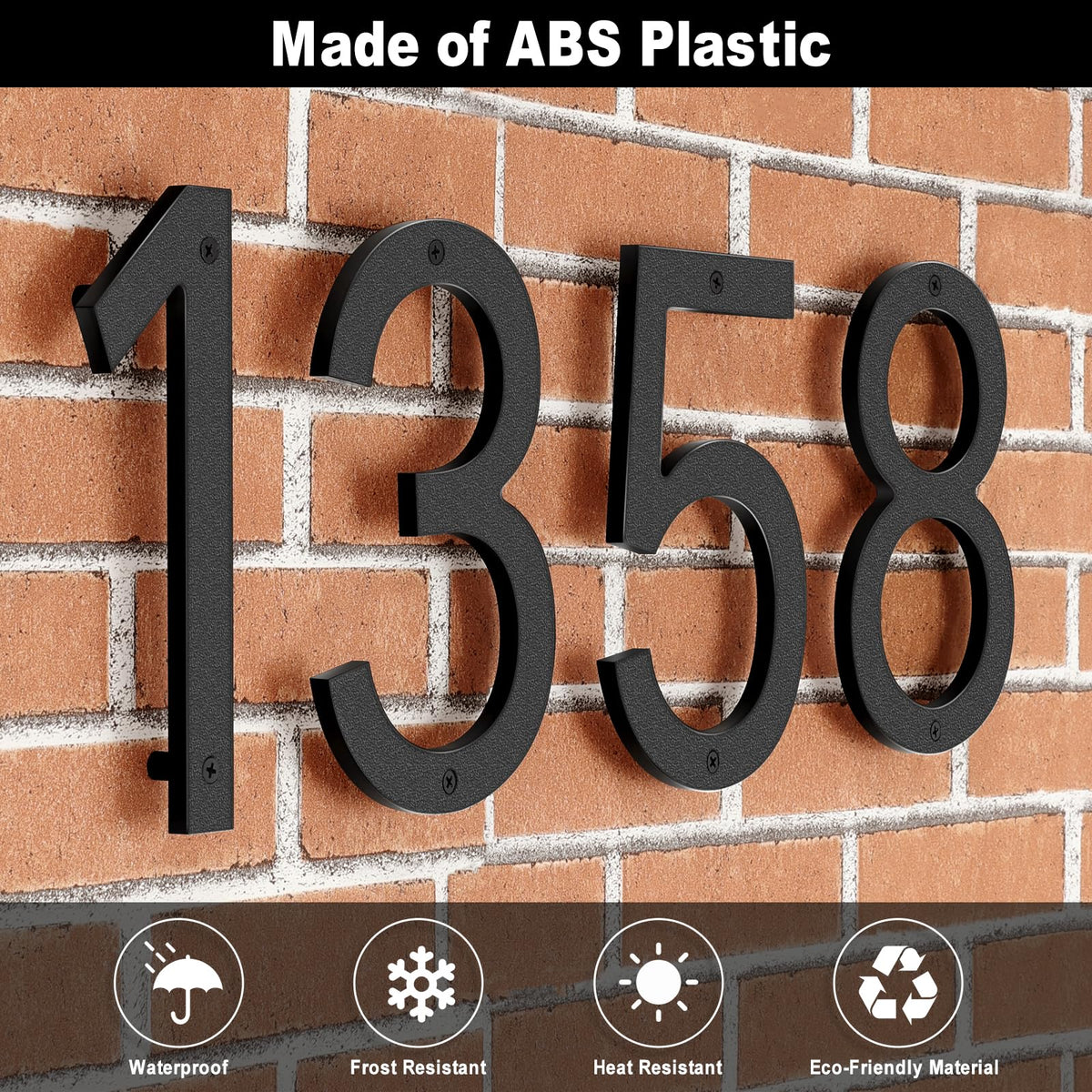 IVERRA 10 Inch Black House Numbers – Large Outdoor Address Numbers with Modern 3D Shadow