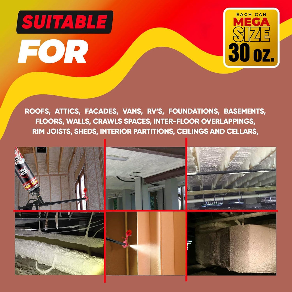 ixirpro Mega Size Spray Foam Kit – 18 x 30oz, 414 Board Feet, High-Density Closed-Cell Insulation