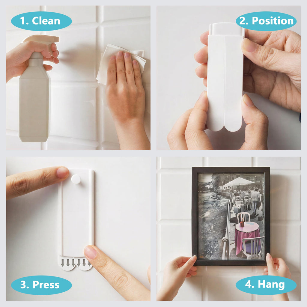 Jellysub Large Universal Frame Hanger Pack – 14 Hangers + 24 Strips, Damage-Free No Nails